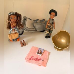 Vintage Lil Bratz  Sasha doll Bratz Boy motorcycle & Fashion Doll accesories